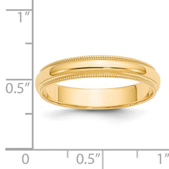 14k Yellow Gold 4mm Milgrain Half Round Wedding Band Size 4 - 4