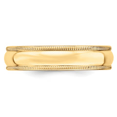 14k Yellow Gold 5mm Milgrain Half Round Wedding Band Size 4 - 4