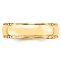 14k Yellow Gold 6mm Milgrain Half Round Wedding Band Size 4 - 4