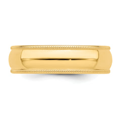 14k Yellow Gold 6mm Milgrain Half Round Wedding Band Size 4 - 4