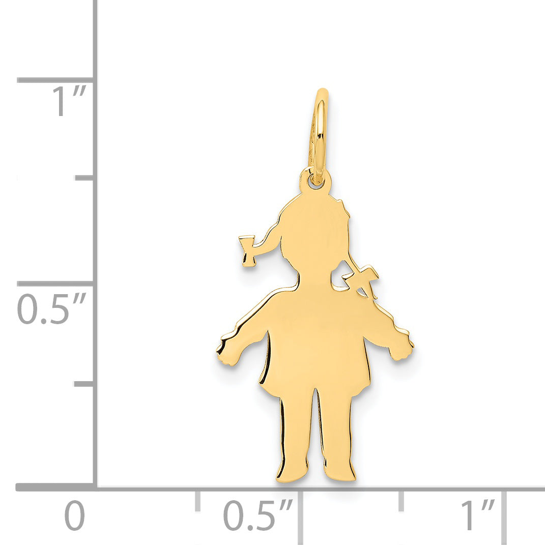 14K Gold Polished Small Girl Charm Pendant  Elegant Solid Design for Everyday Wear