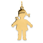 14K Gold Large Girl Charm Pendant with Polished Finish  Elegant and Solid Design