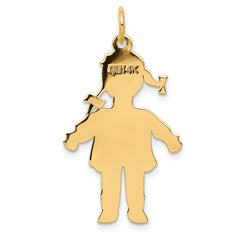 14K Gold Large Girl Charm Pendant with Polished Finish  Elegant and Solid Design