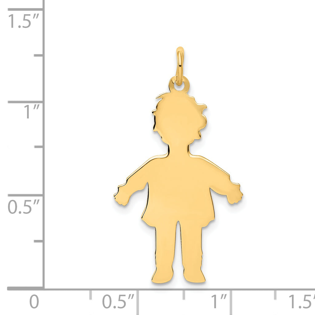 14K Gold Polished Large Boy Charm Solid, Flat Back, Themed Design