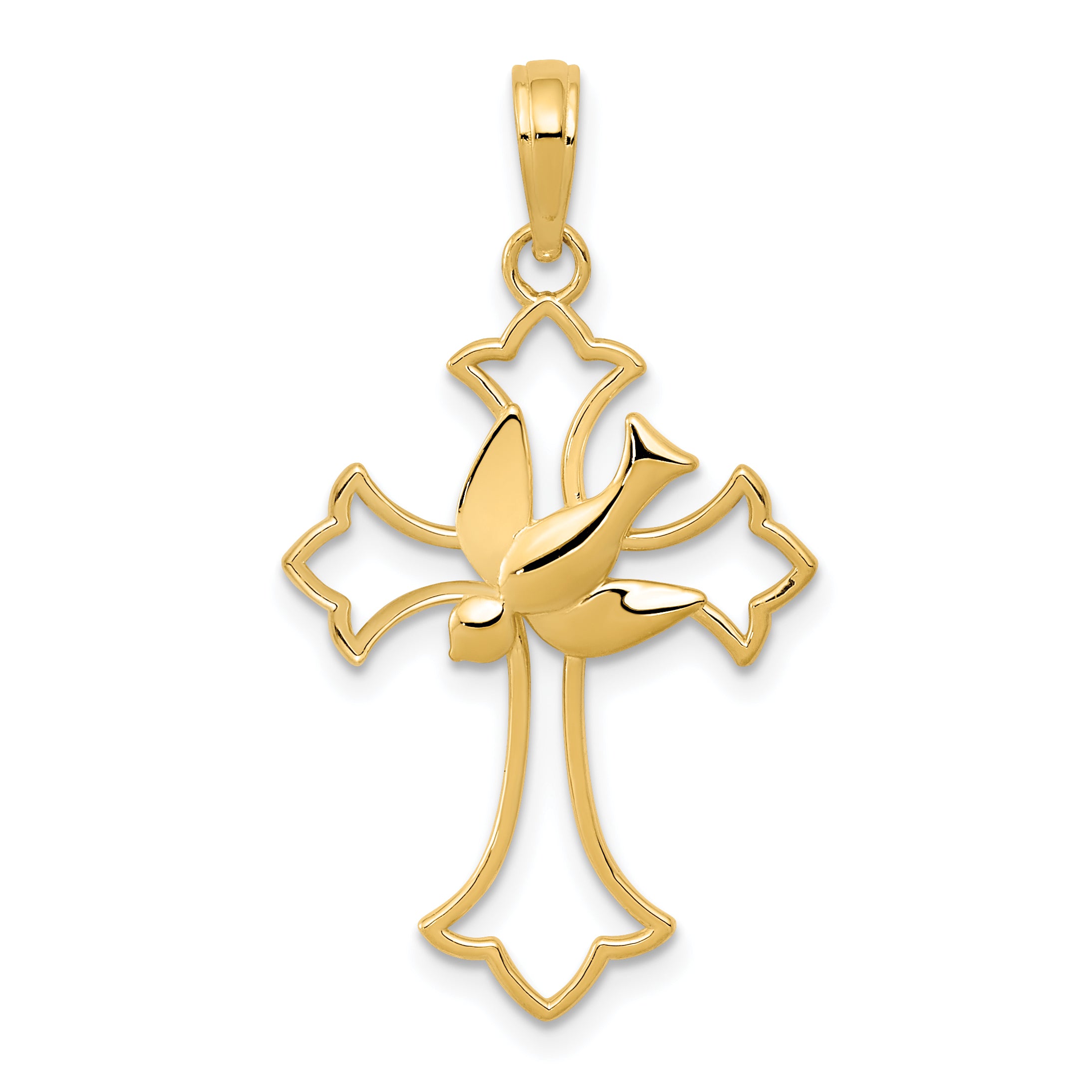 14k Dove Cross Pendant Main image