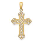 14K Gold Fleur De Lis Cross Pendant with Solid Cast Design