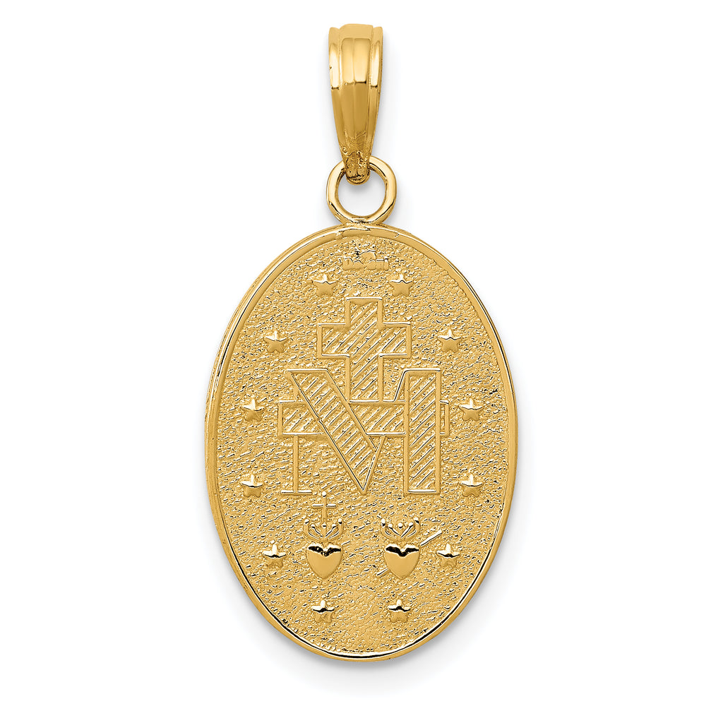 14K Gold Miraculous Medal Pendant with Polished Satin Finish