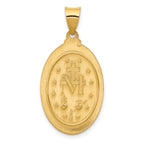 14K Gold Miraculous Medal Hollow Oval Pendant with Polished Finish