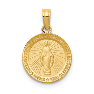 Miraculous Medal Round Pendant in 14K Yellow Gold, 19mm - Sophia Jewelers