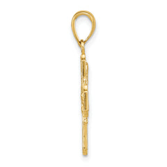 14K Gold 4-Way Medal Pendant with Polished Finish Elegant & Solid Design