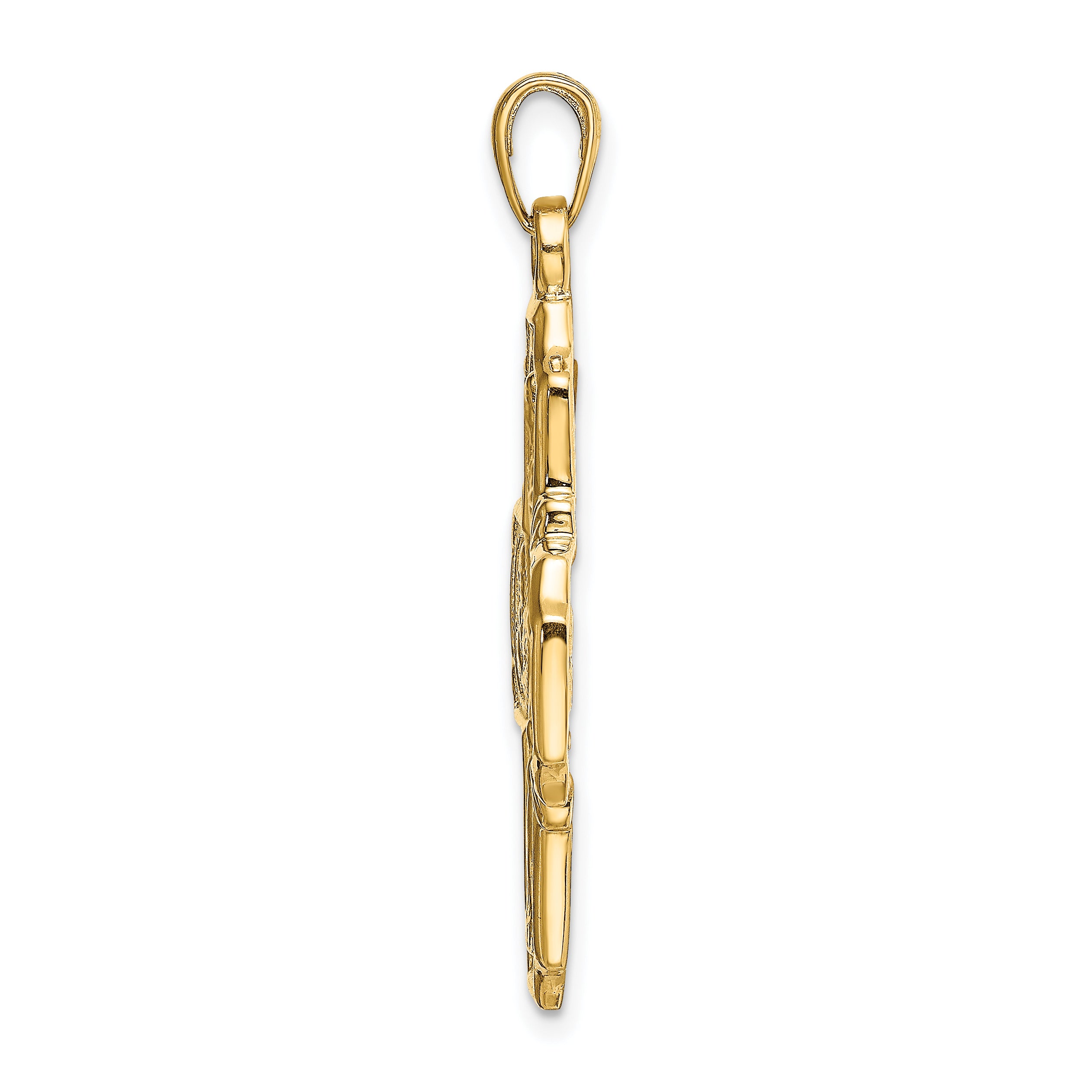 14K Gold Polished Four-Way Medal Pendant with Detailed Themed Design Secondary image
