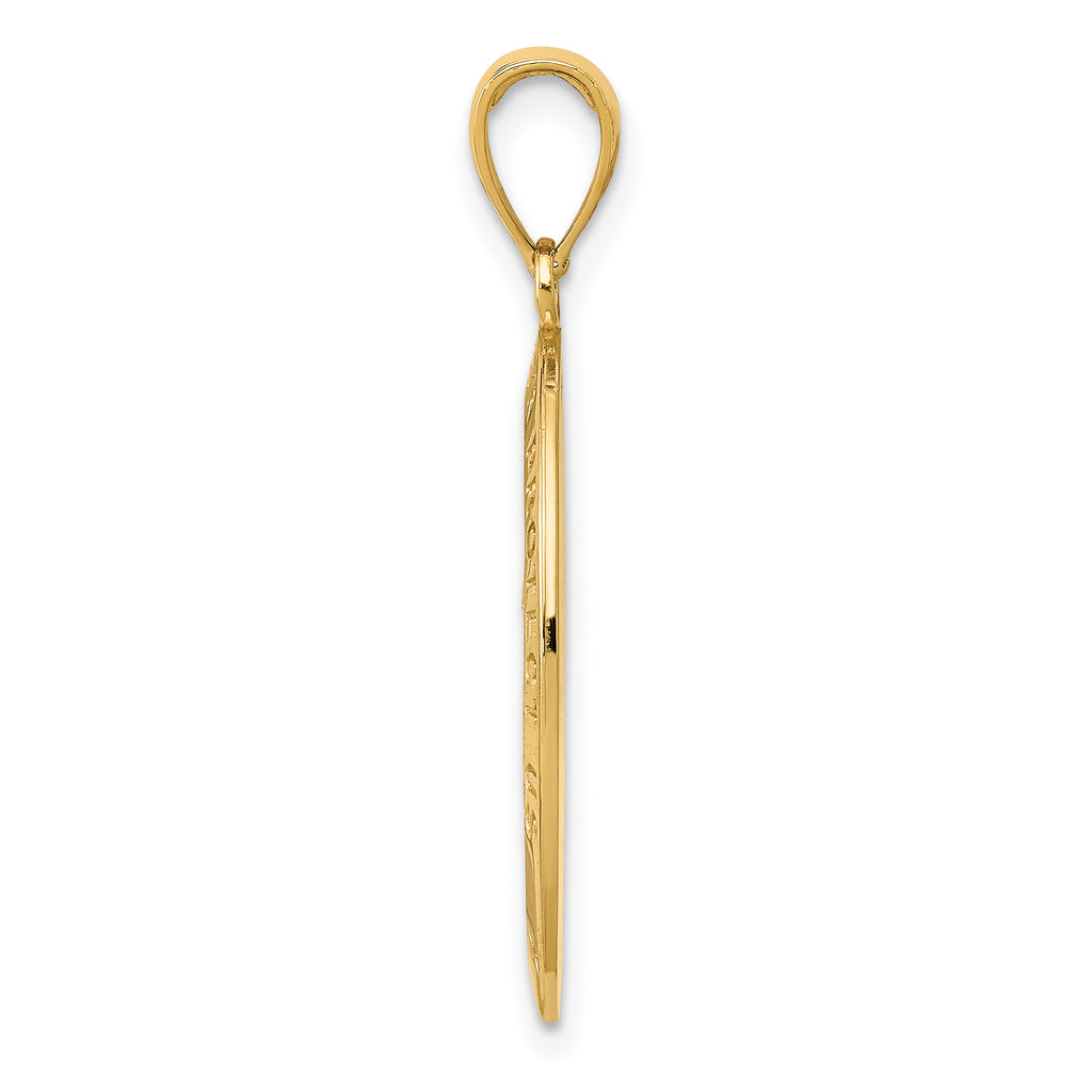14K Gold Saint Christopher Medal Pendant with Polished Satin Finish