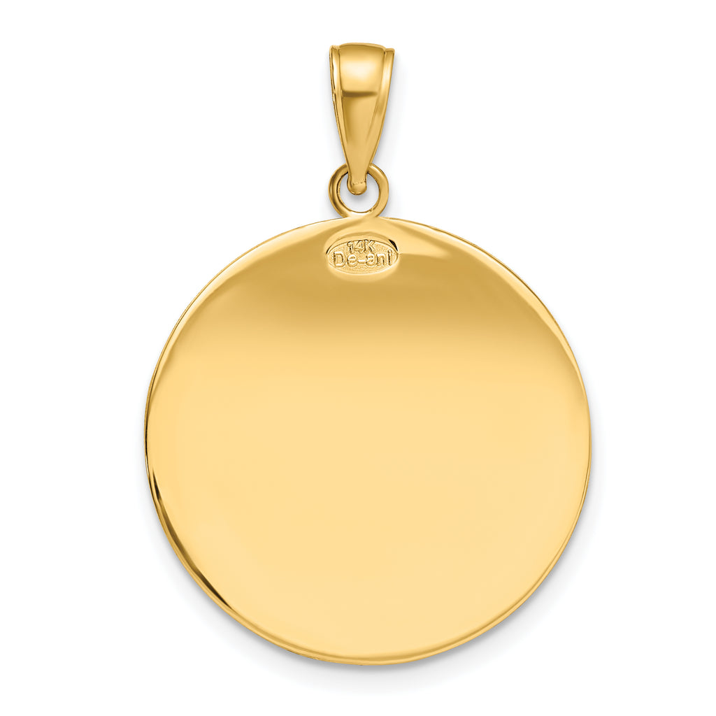 14K Gold Saint Christopher Medal Pendant with Polished Satin Finish Elegant Design