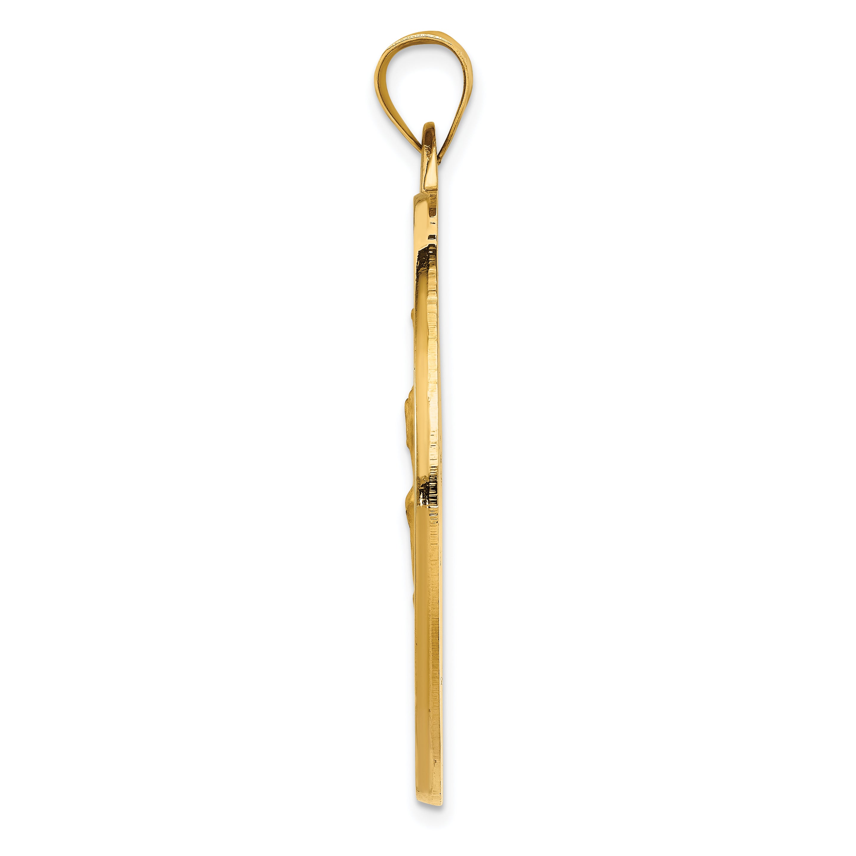 14K Gold Saint Christopher Medal Pendant with Polished Satin Finish