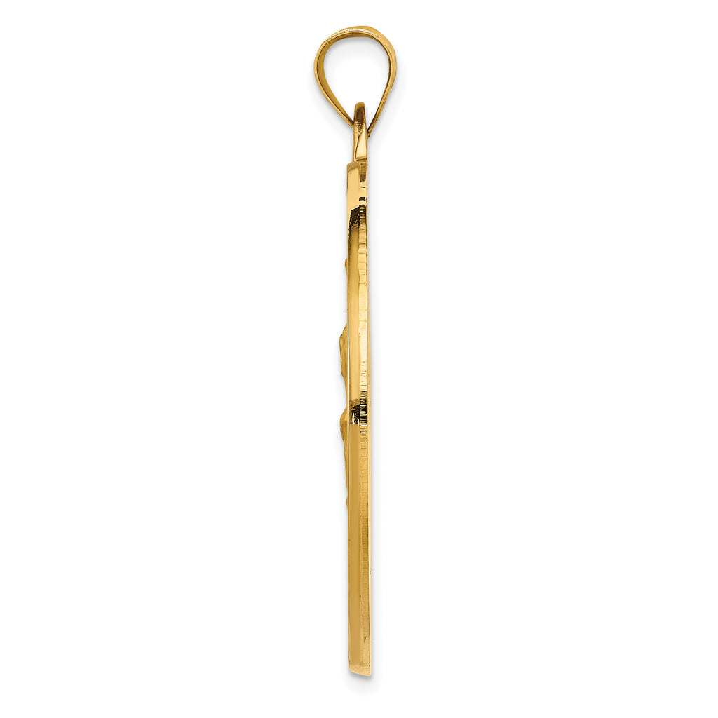 14K Gold Saint Christopher Medal Pendant with Polished Satin Finish