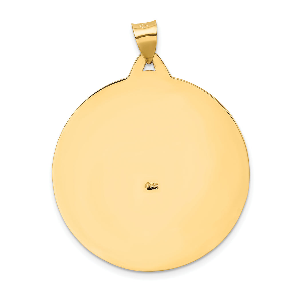 14K Gold Saint Christopher Medal Pendant with Polished Satin Finish