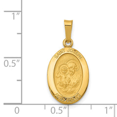 14K Gold Saint Joseph Medal Charm with Polished Satin Finish  Elegant, Die Struck Design