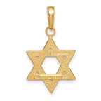 14K Solid Gold Star of David Charm with Satin Finish  Elegant Design