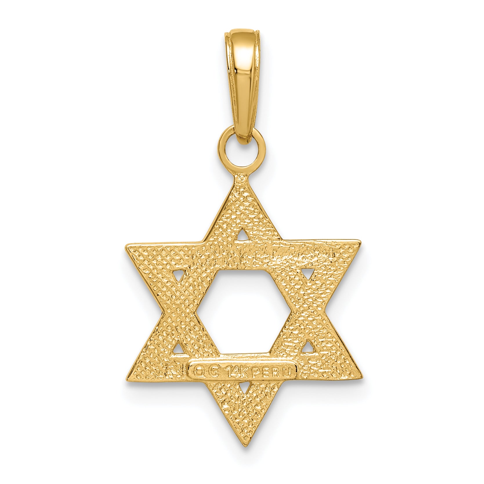 14K Solid Gold Star of David Charm with Satin Finish  Elegant Design