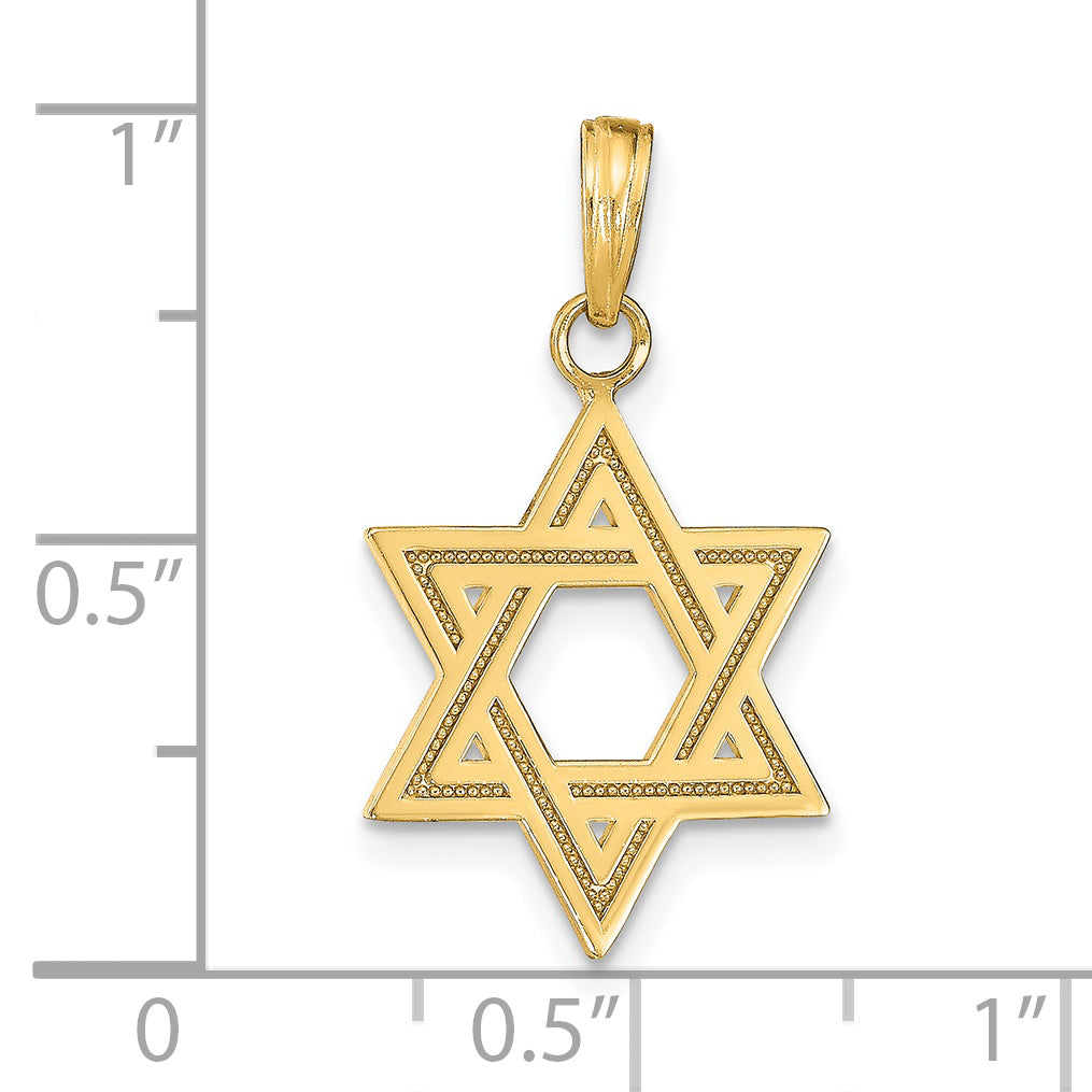 14K Solid Gold Star of David Charm with Satin Finish  Elegant Design