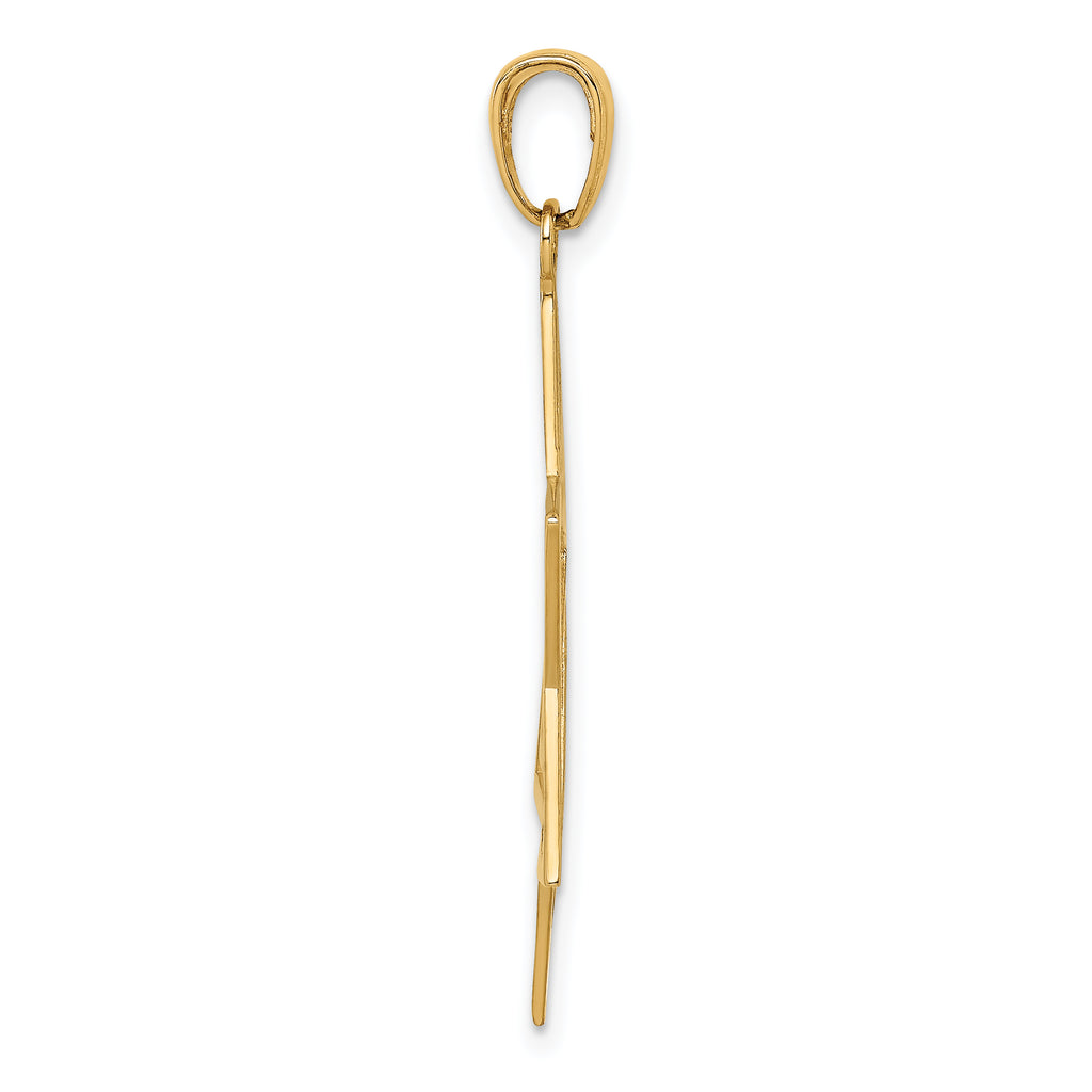14K Gold Star of David Charm with Polished Solid Flat-Back Design