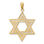 14K Gold Star of David Charm with Polished Solid Flat-Back Design