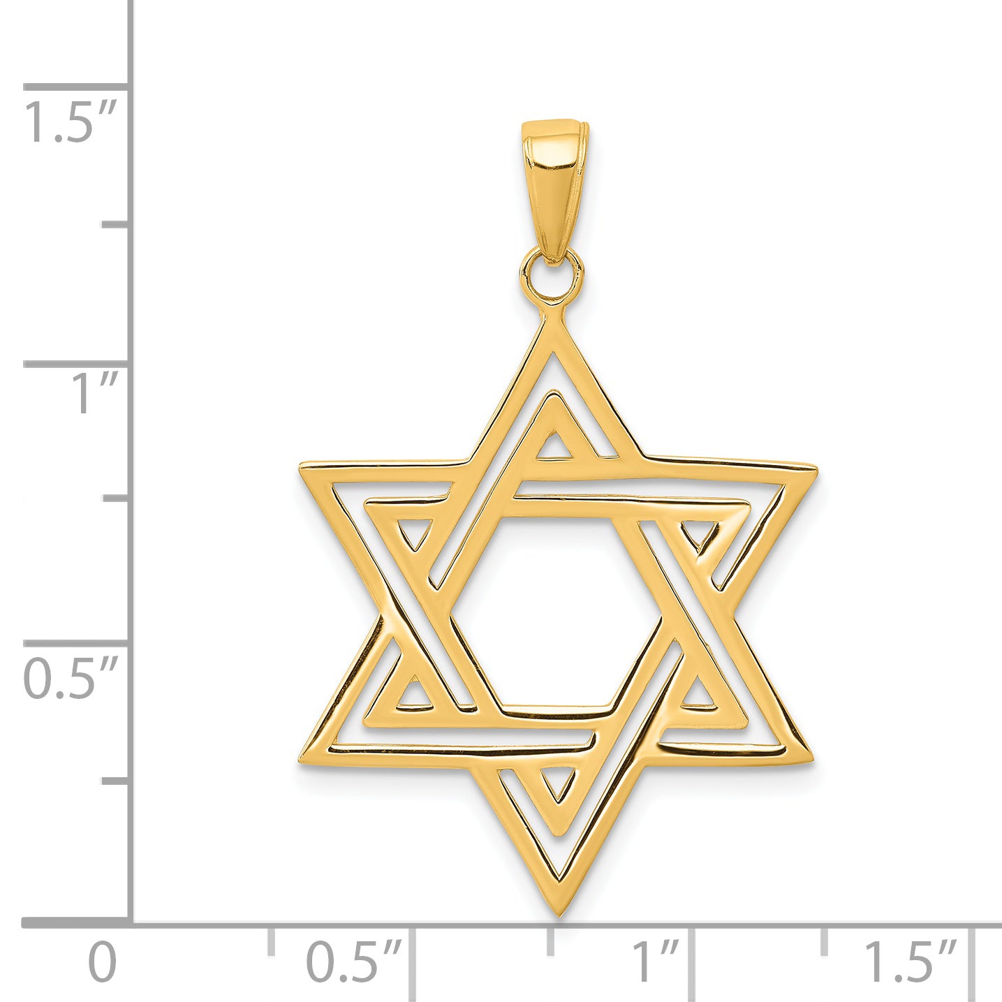 14K Gold Star of David Charm with Polished Solid Flat-Back Design