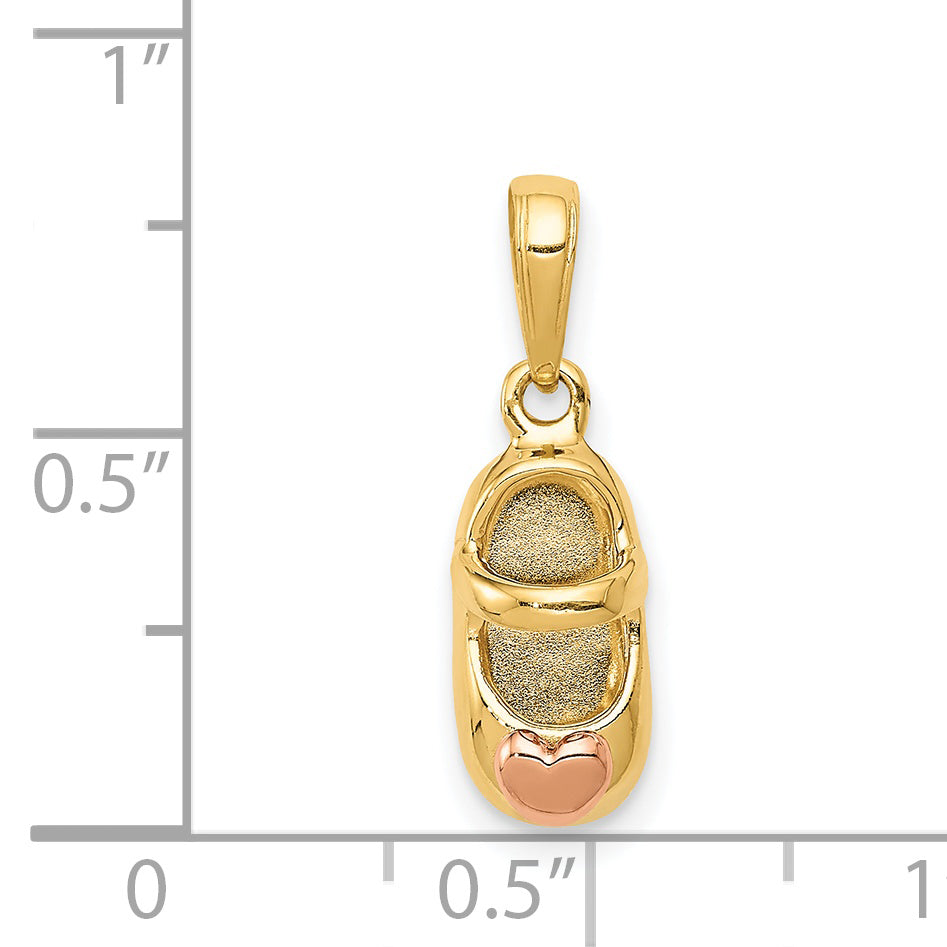 14k  3D Two-tone Baby Shoe Charm