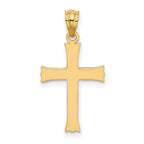 14K Gold Satin Cross Charm Solid, Flat Back, Elegant Design