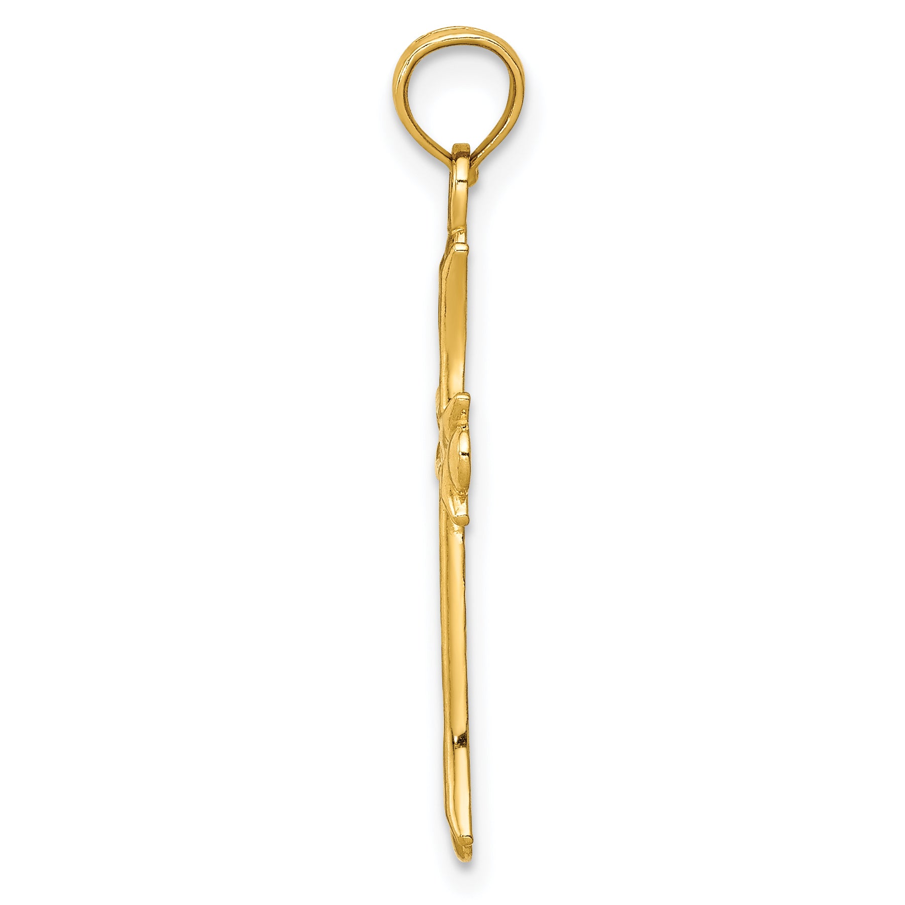 14K Gold Fleur De Lis Cross Pendant with Solid Casted Design 30mm Secondary image