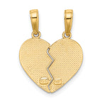 14K Gold Break Apart Heart Charm with I Love You Engraving