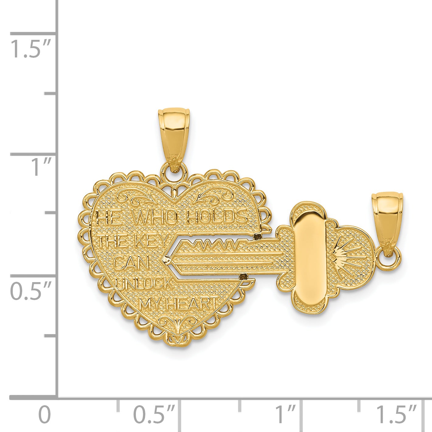 14K Gold Polished Break Apart Key Charm Set  Elegant and Themed