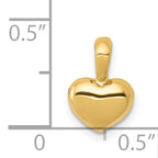 14K Gold Polished Domed Heart Charm with Open Back Design