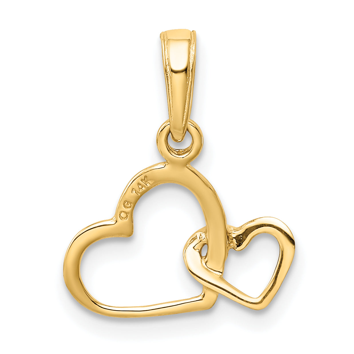 Intertwined Double Heart Pendant in 14K Yellow Gold