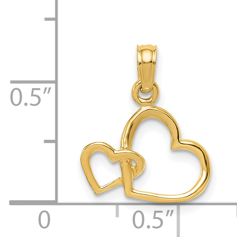 Intertwined Double Heart Pendant in 14K Yellow Gold