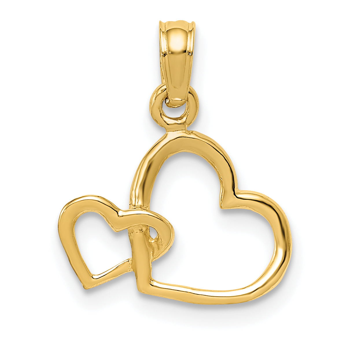 14K Polished Intertwined Double Heart Pendant Main image