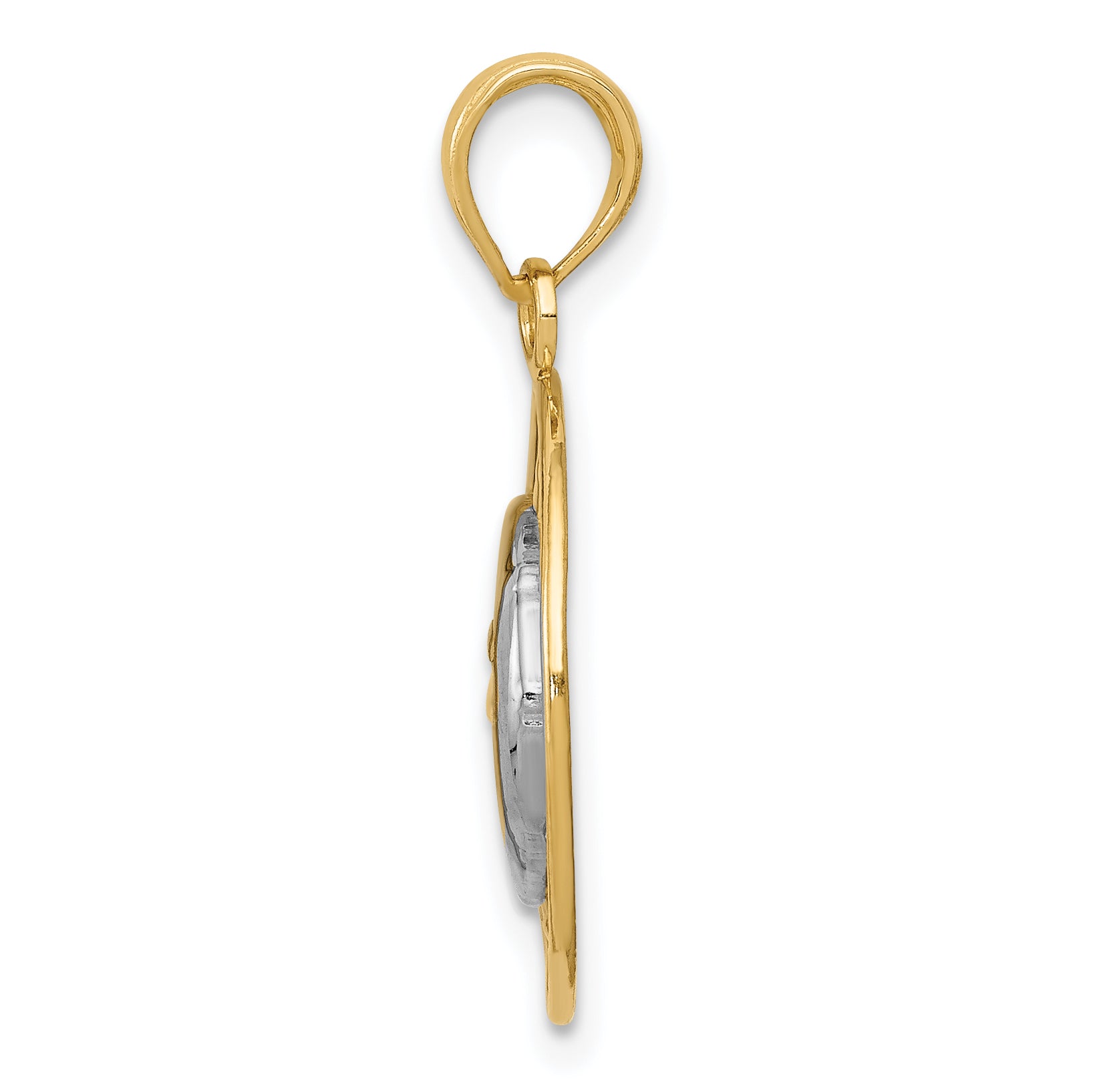 14K Gold and Rhodium Sun and Moon Charm with Polished Finish for Men