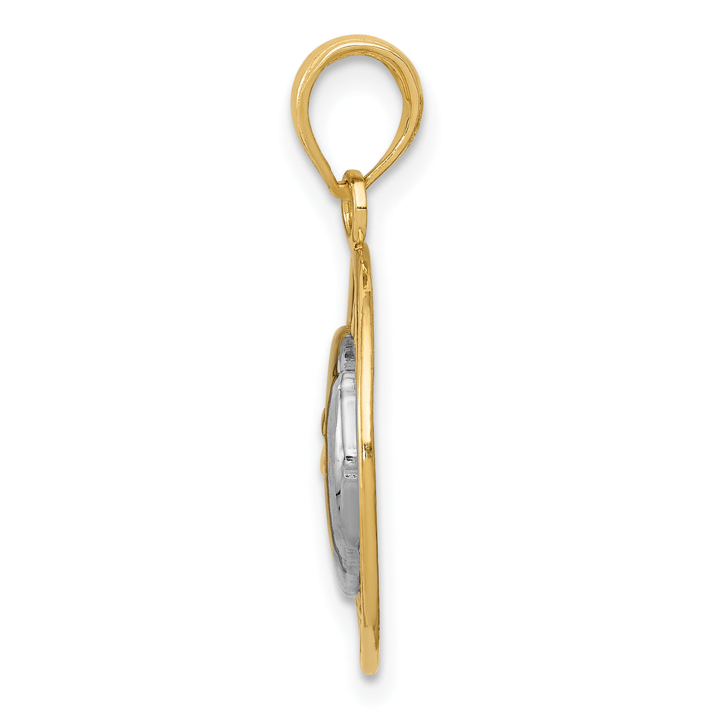14K Gold and Rhodium Sun and Moon Charm with Polished Finish for Men