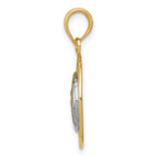 14K Gold and Rhodium Sun and Moon Charm with Polished Finish for Men