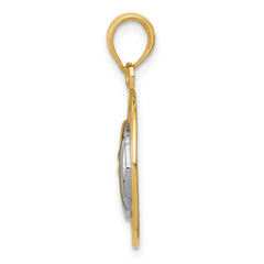 14K Gold and Rhodium Sun and Moon Charm with Polished Finish for Men