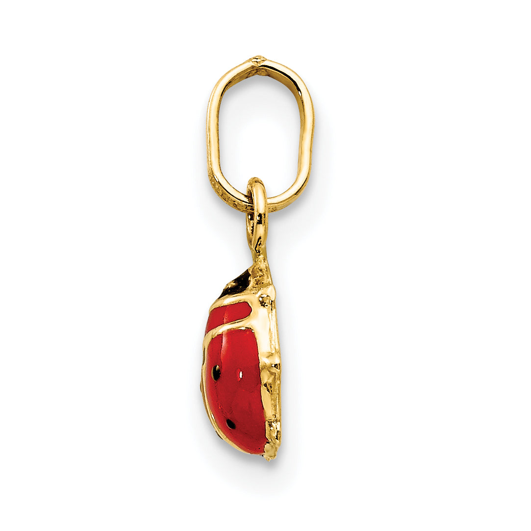 14K Gold Enameled Ladybug Charm with Polished Finish  Elegant and Whimsical Design