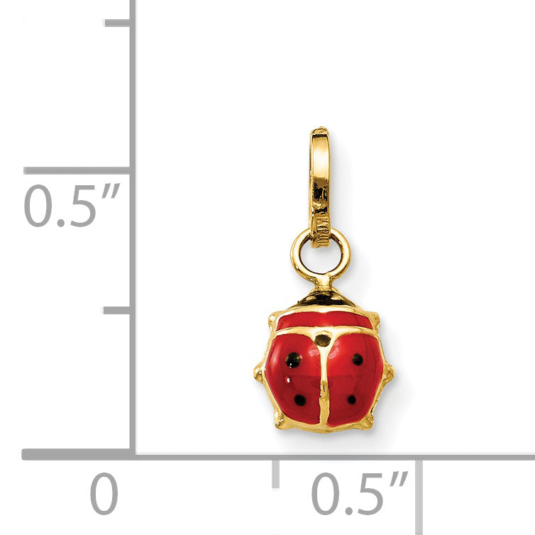 14K Gold Enameled Ladybug Charm with Polished Finish  Elegant and Whimsical Design