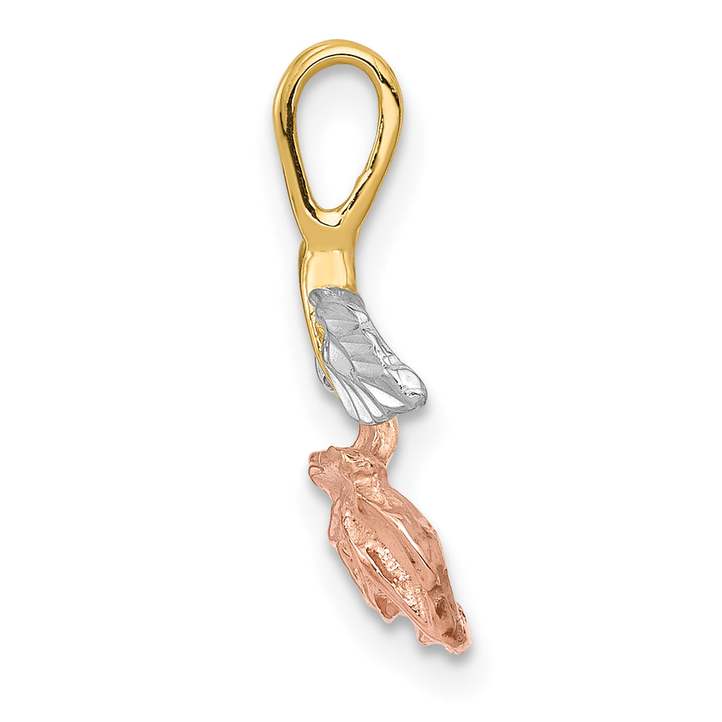 14K Gold Two-Tone Rose Chain Slide Pendant with Polished Finish