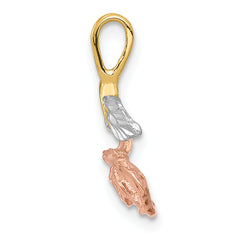 14K Gold Two-Tone Rose Chain Slide Pendant with Polished Finish