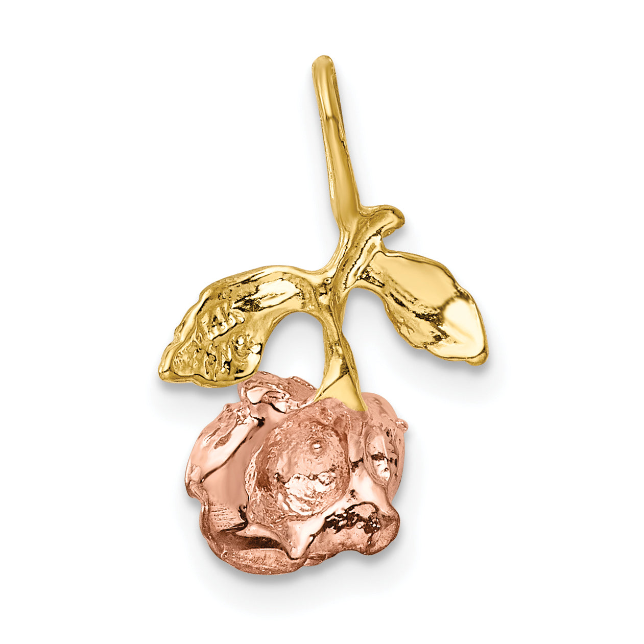 14K Gold Two-Tone Rose Chain Slide Pendant with Polished Finish