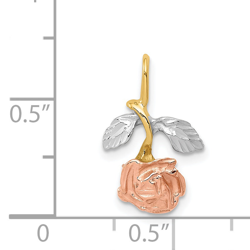 14K Gold Two-Tone Rose Chain Slide Pendant with Polished Finish