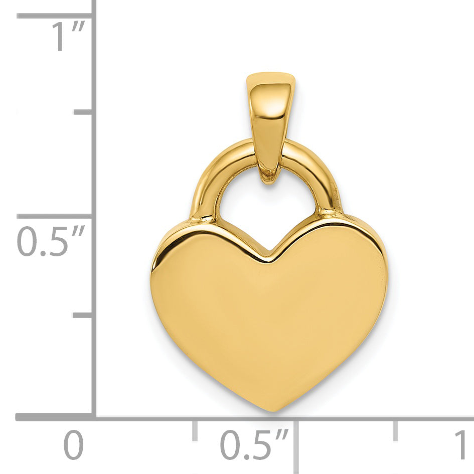 14K & Rhodium Hollow Polished 3D Reversible Heart Charm