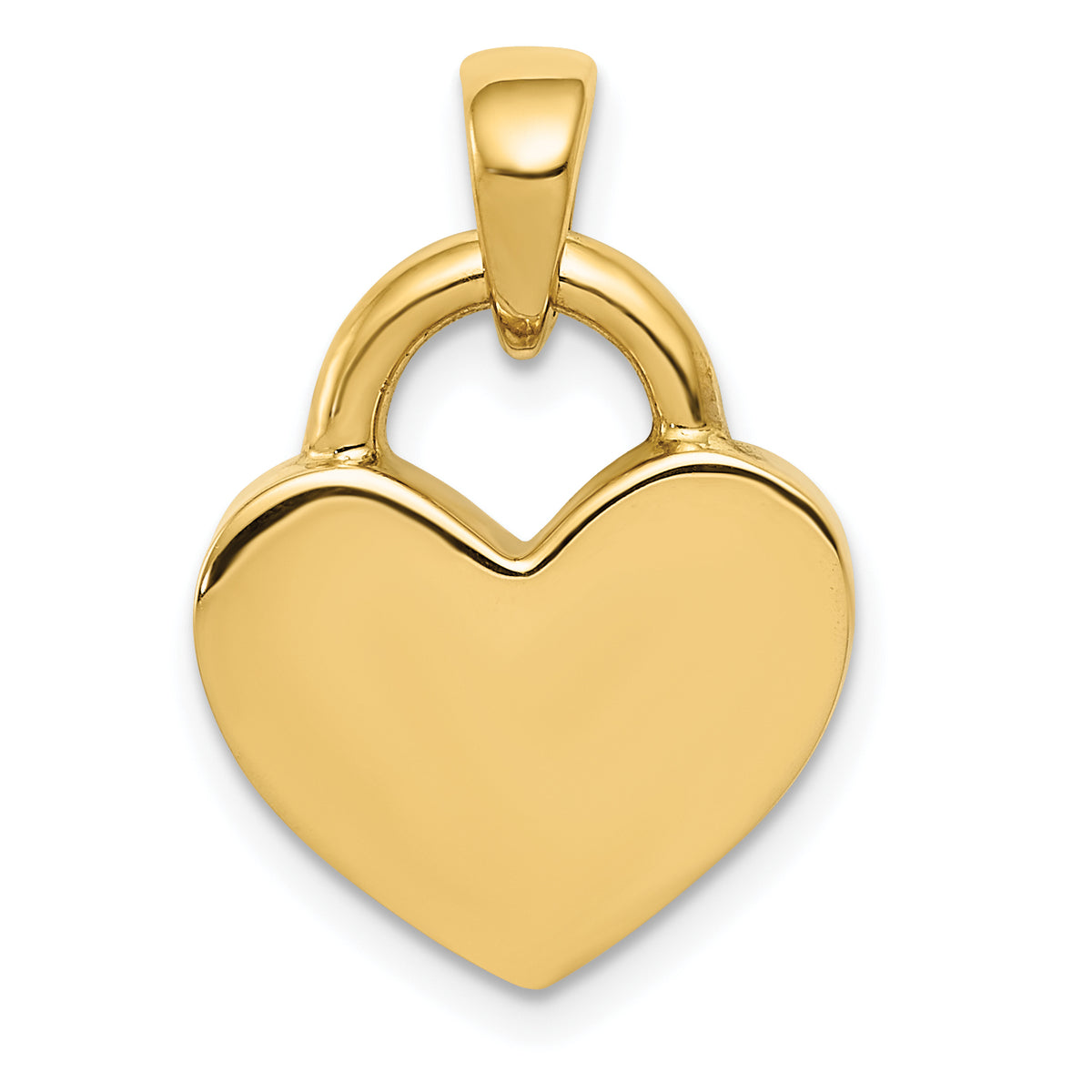14k & Rhodium Hollow Polished 3D Reversible Heart Charm