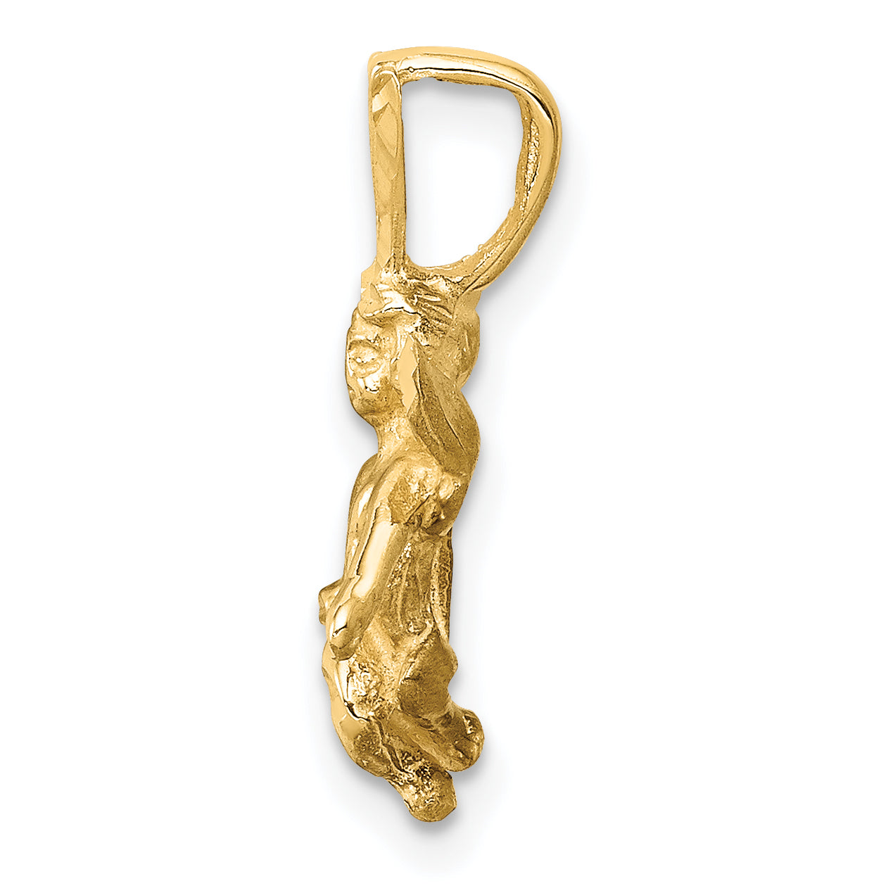 14K Gold 3D Satin Diamond-Cut Angel Charm Elegant Solid Design Secondary image