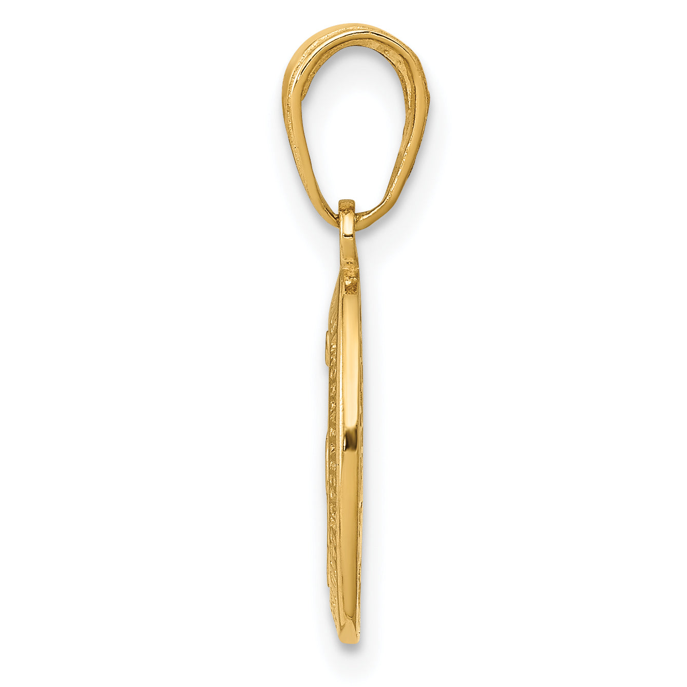 14K Gold Miraculous Medal Charm with Polished Finish and Satin Texture